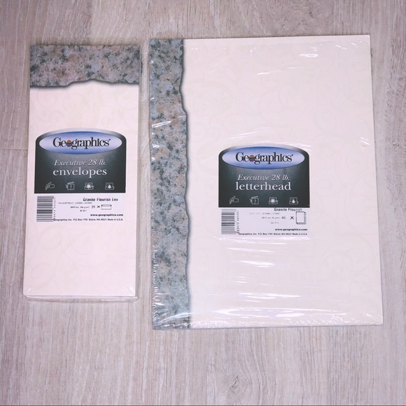 $5 GEOGRAPHICS Granite Stone Border Resume Paper Matching Envelopes Set - Picture 3 of 11